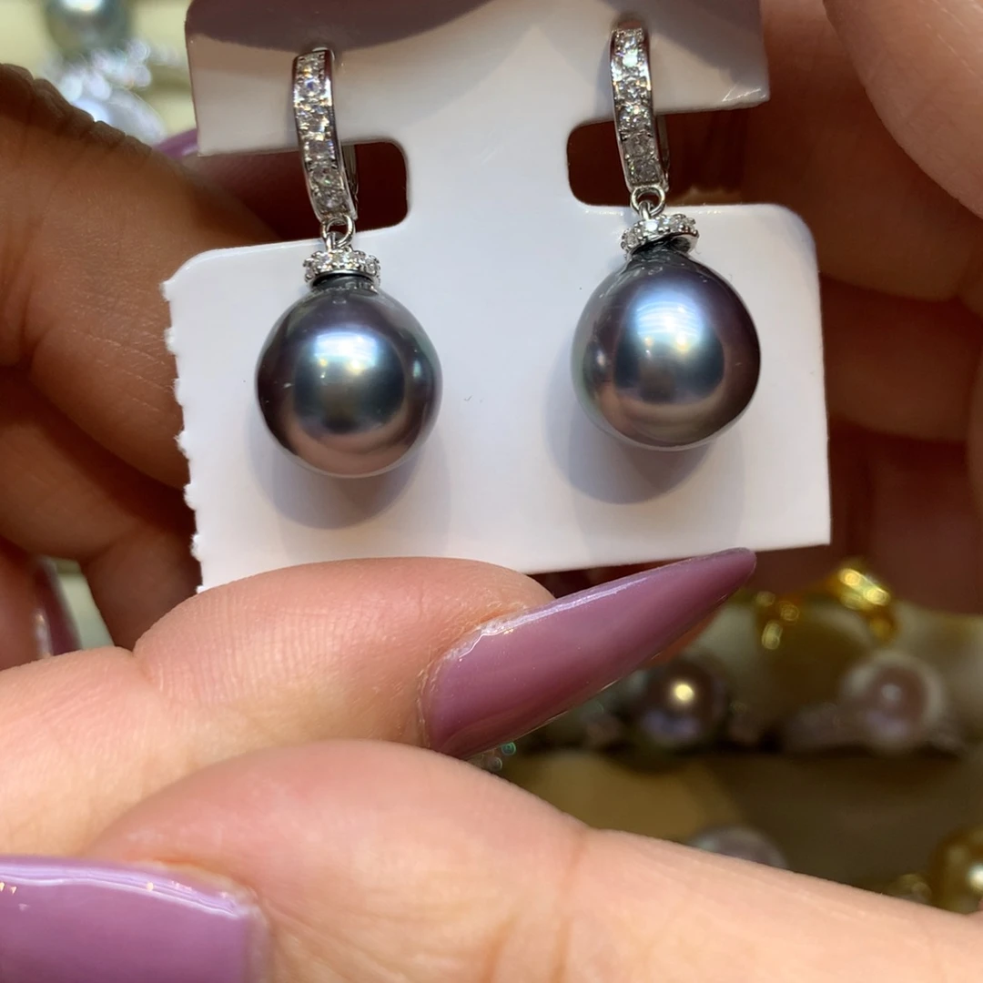 银S925镶嵌耳饰海水珍珠