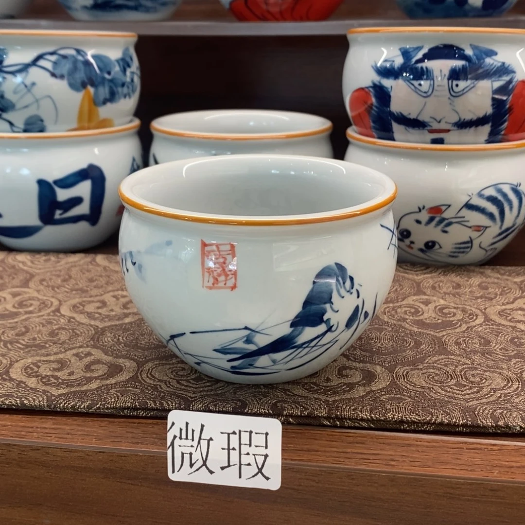 釉下彩老陶泥手工绘制