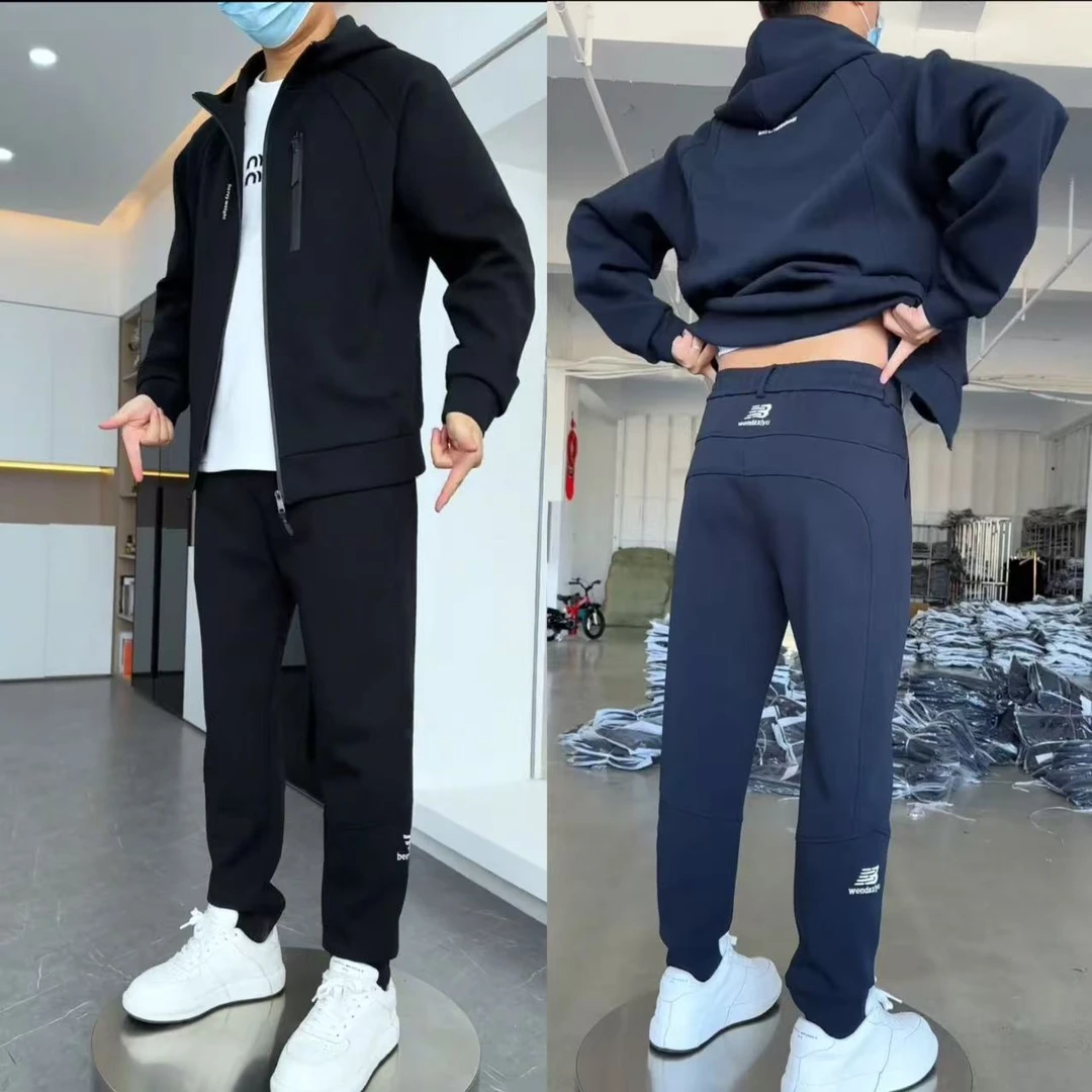 秋季新款连帽外套休闲运动套装男时尚百搭潮流拉链卫衣卫裤两件套