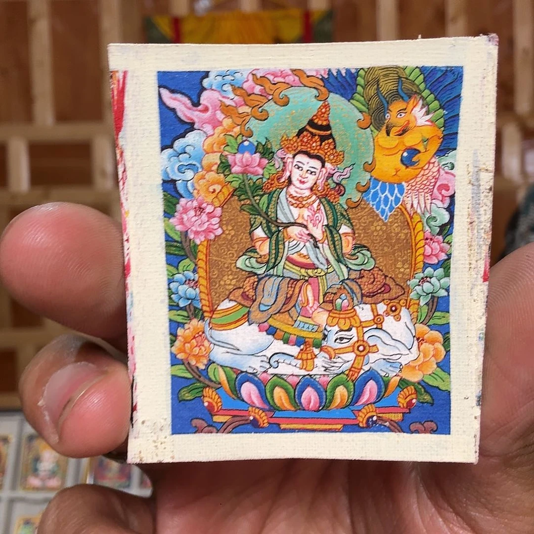 吊坠大鹏鸟普贤菩萨纯手绘唐卡