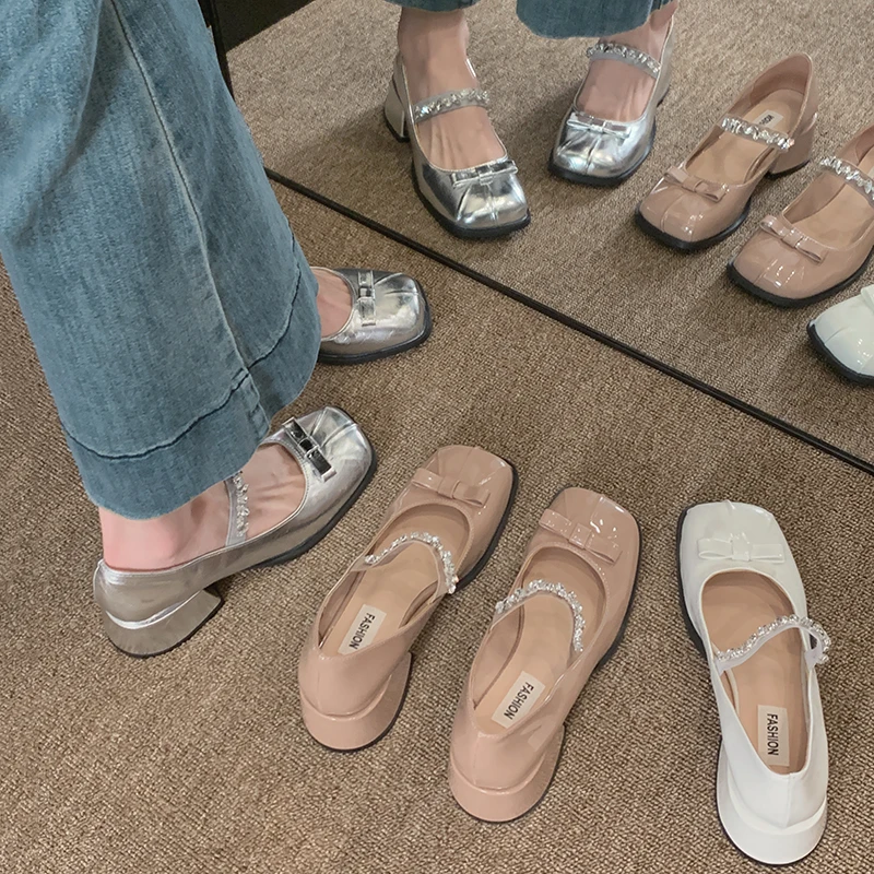 贾不假玛丽珍鞋女2025新款夏季复古绝美时尚配裙子粗跟韩系小皮鞋