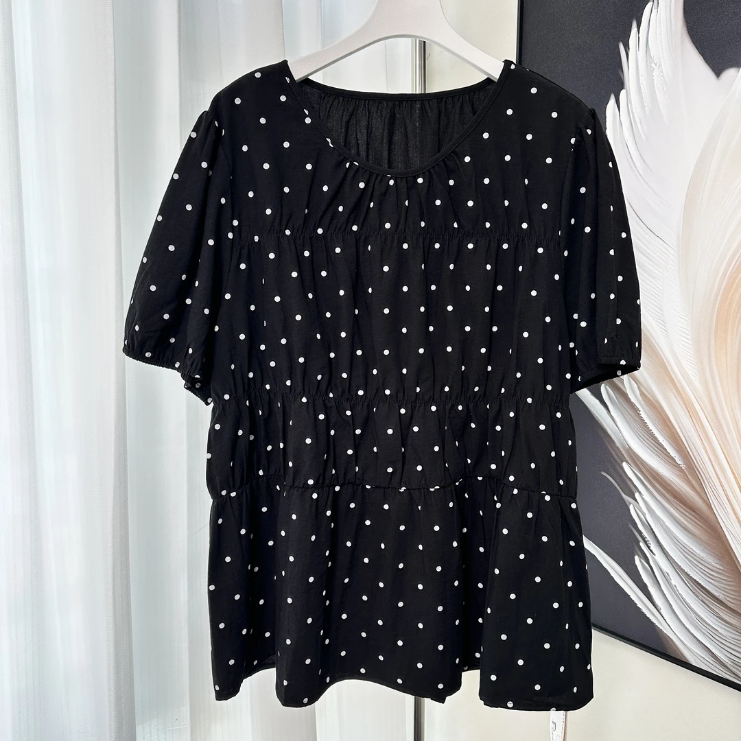 【女权贵族】T夏季轻职风优雅波点短袖-3339