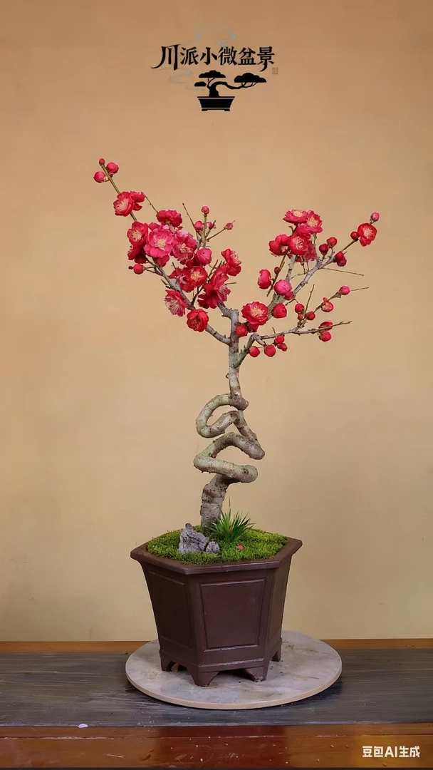 漫养时光【原桩红梅盆景】一物一拍付款黄金2号