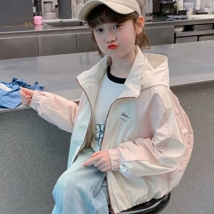 女童外套秋款2025新款洋气童装小女孩韩版秋季连帽上衣儿童秋装