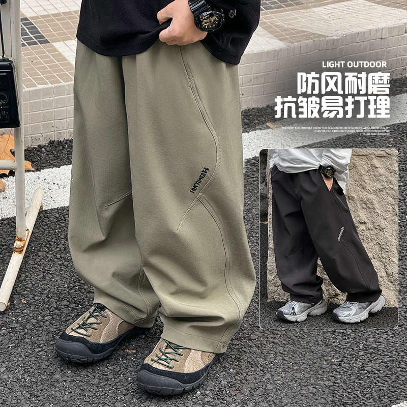 祯有范童装男童裤子春秋款新款儿童工装裤男孩耐磨抗皱大口袋长裤