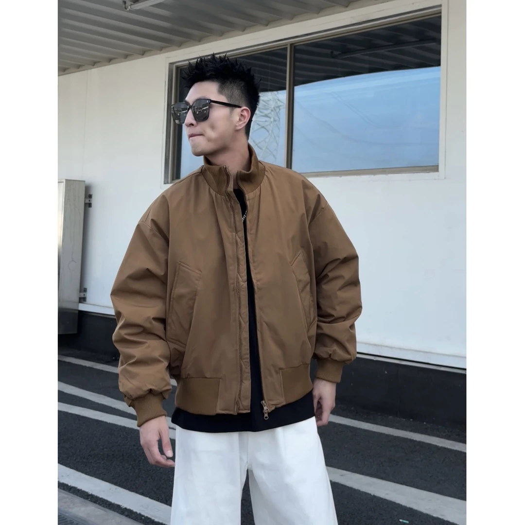 美式街头廓形蝙蝠袖飞行员冬季痞帅羽绒休闲百搭外套夹克外套