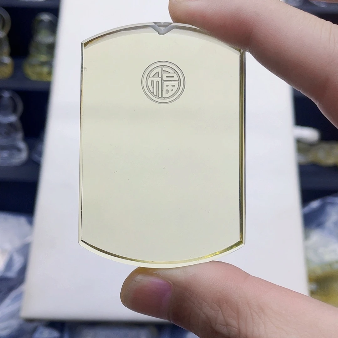 颈饰未镶嵌水晶黄水晶福运当头平安牌吊坠