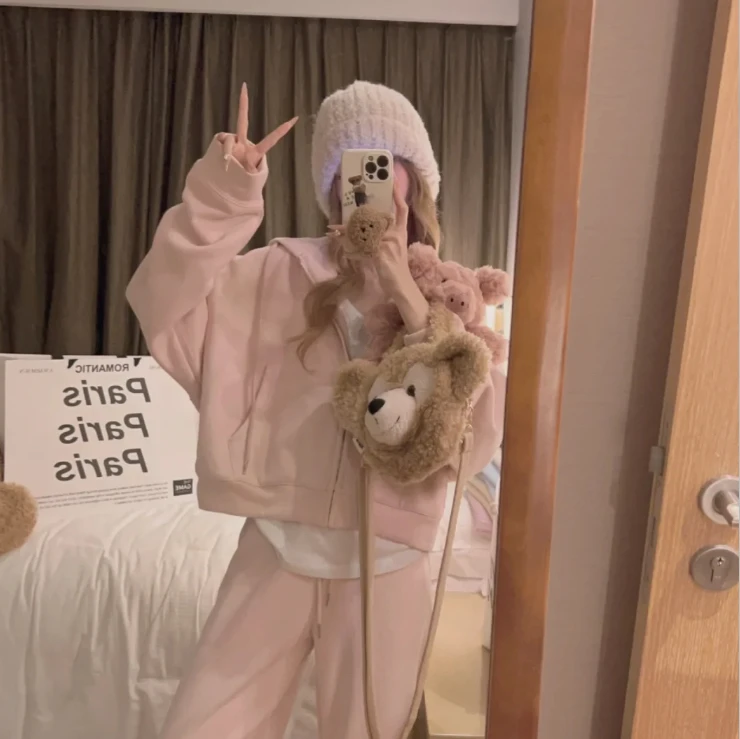 【甜心派对上衣三件套】短款女秋款2025新款连帽卫衣初秋装韩系穿搭