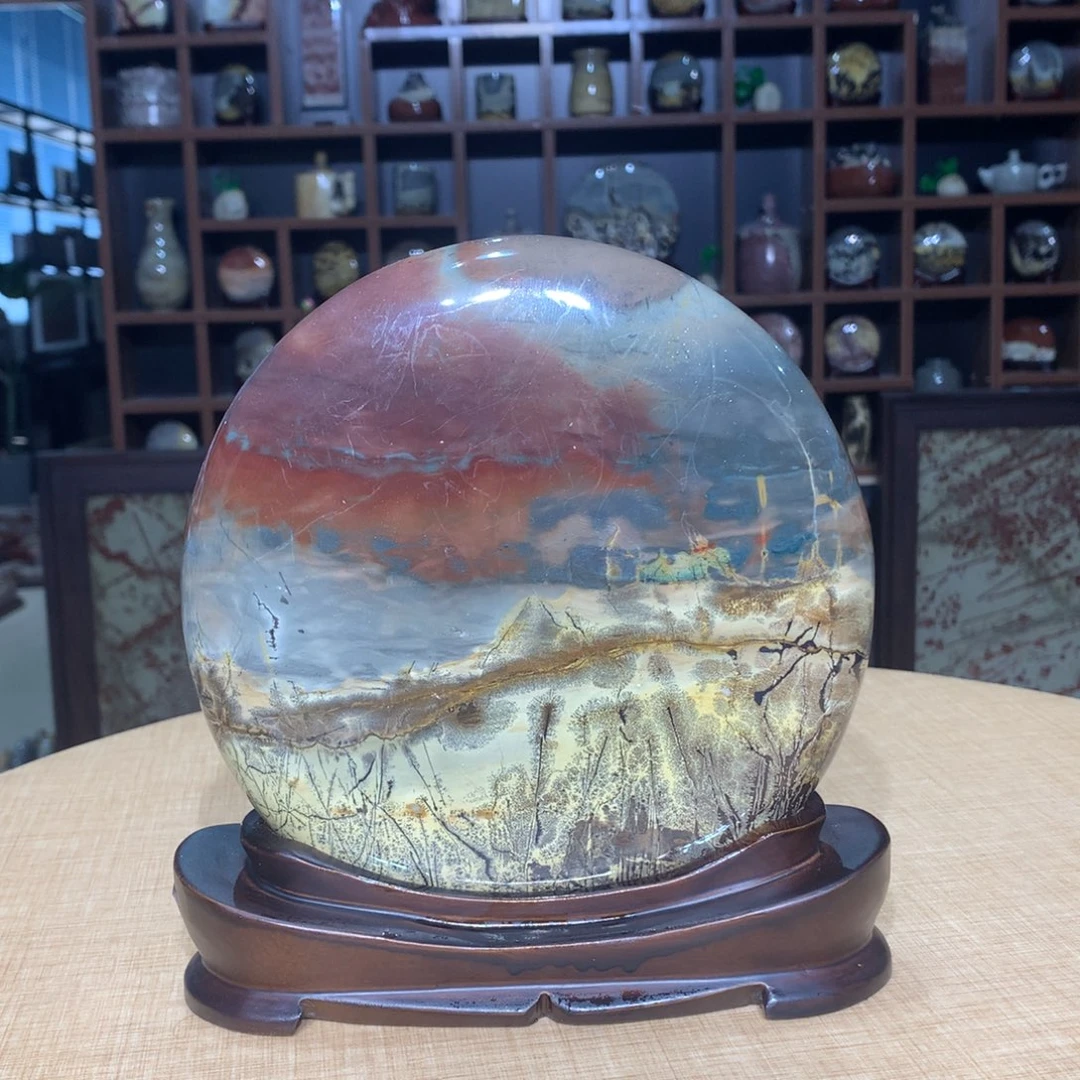 紫砂广西国画石摆件，收藏观赏福**天