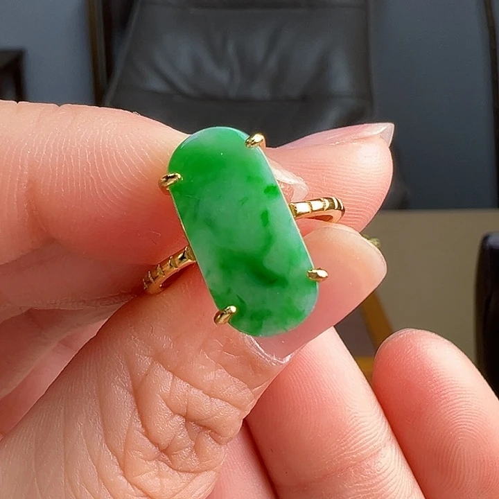 翡翠戒指银S925镶嵌戒指61