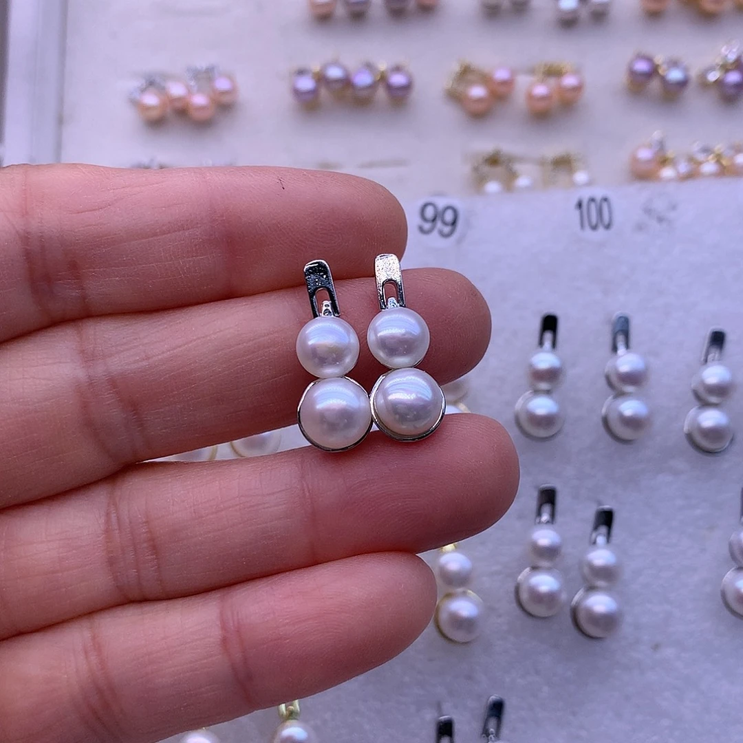 淡水珍珠耳饰合金