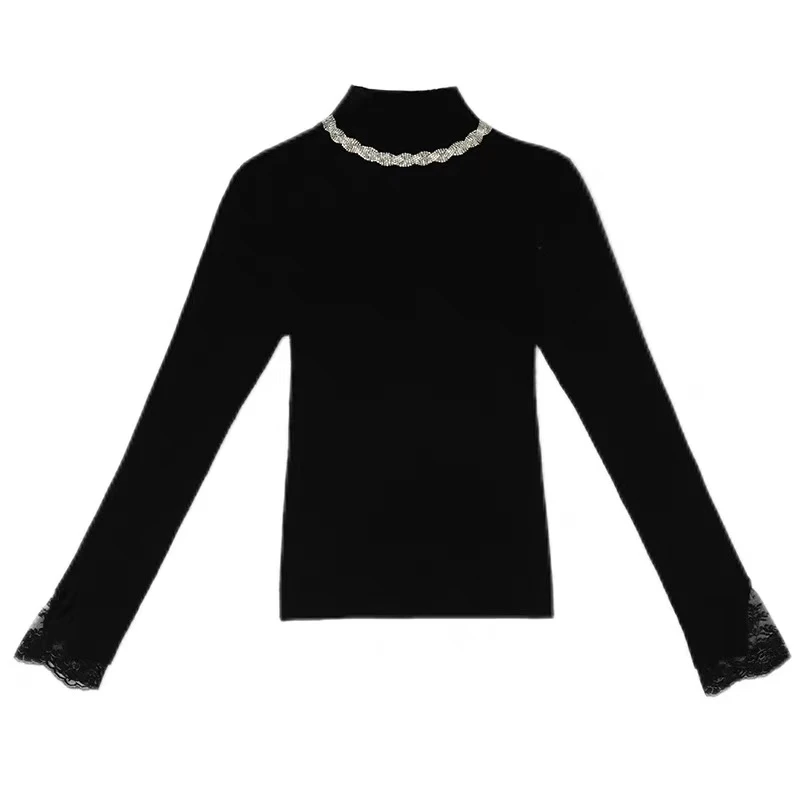 【大只定制】冬季新款百搭长袖黑色显瘦时尚打底衫4DMJJ8196