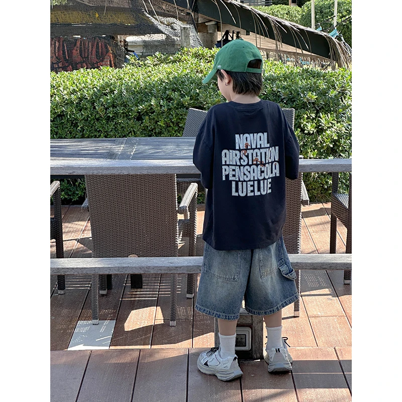 【现货】略略童装儿童夏款潮酷感字母印花短袖T恤252TX3706