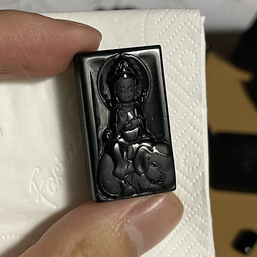 天然翡翠a货 普贤菩萨玉坠h