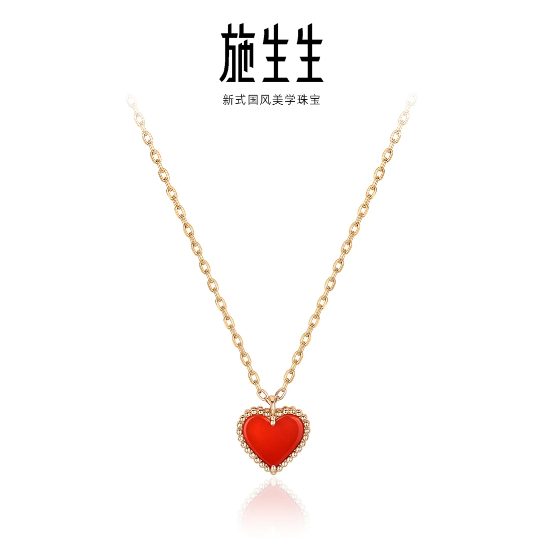 坠链均925银 【施生生珠宝】S925银气质红色小爱心项链