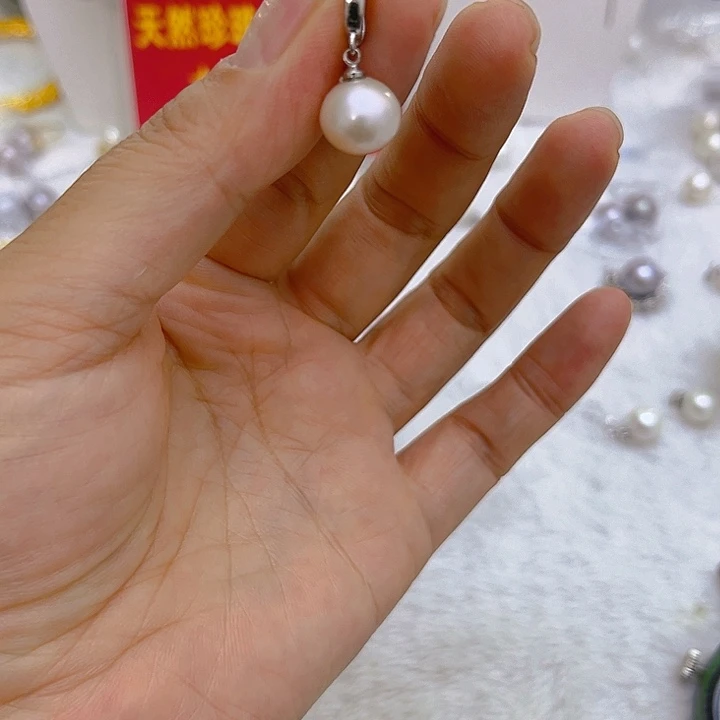 合金淡水珍珠白珠银色万能扣
