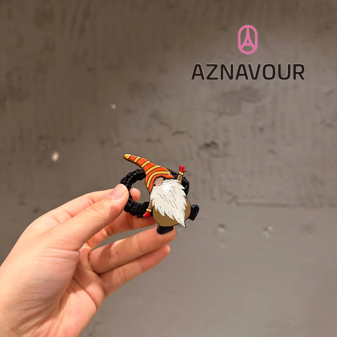 韩国AZNAVOUR高级树脂超精致手绘小矮人高密度麻花粗发绳头绳设计