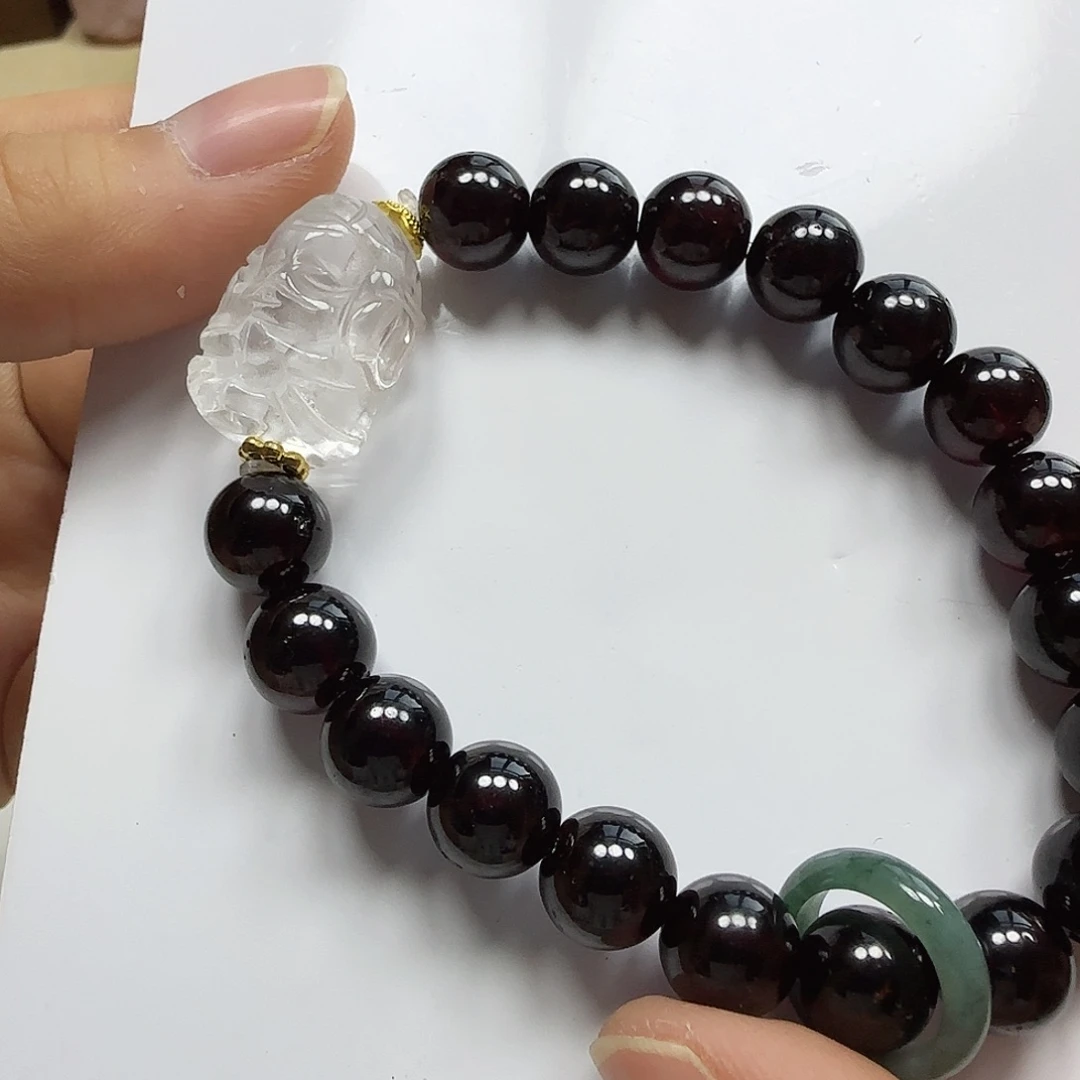 水晶手链未镶嵌石榴石手串