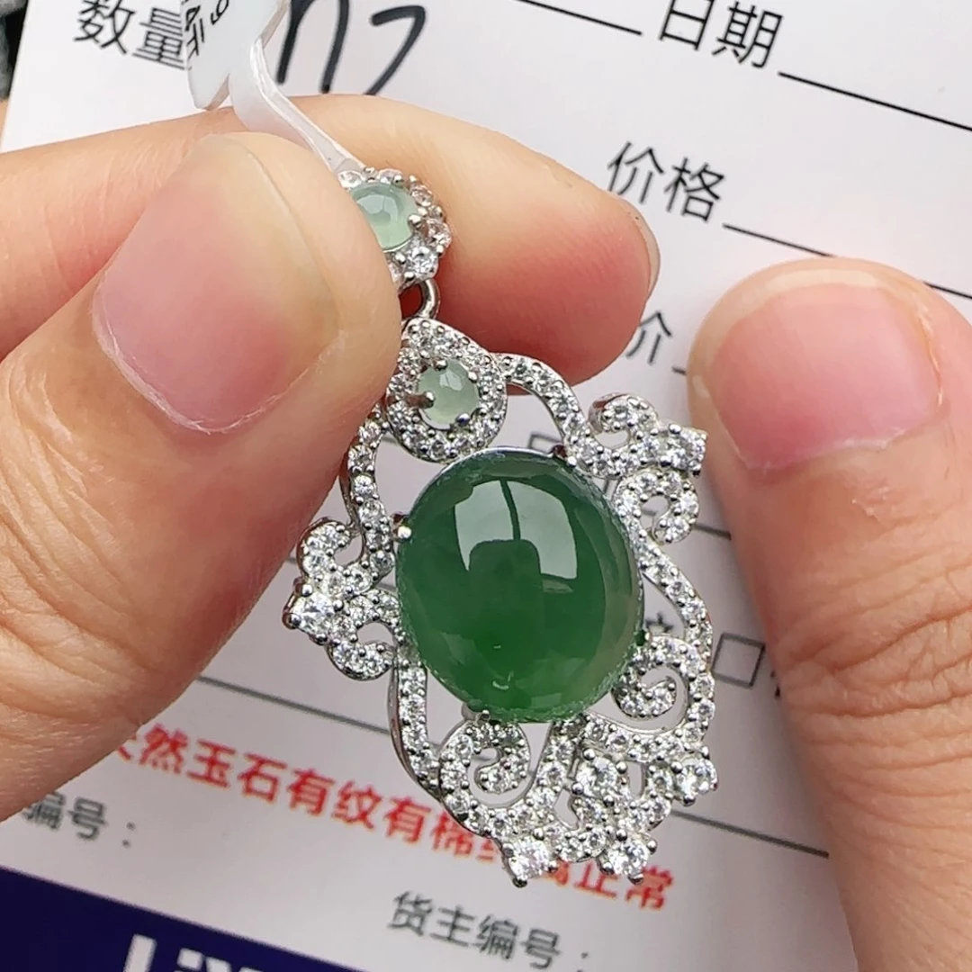 翡翠戒指银S925镶嵌戒指