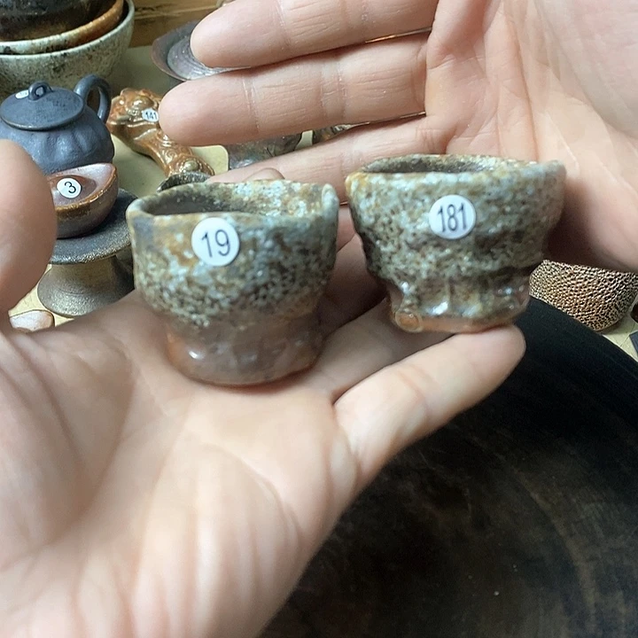 杯手工粗陶、柴烧茶器