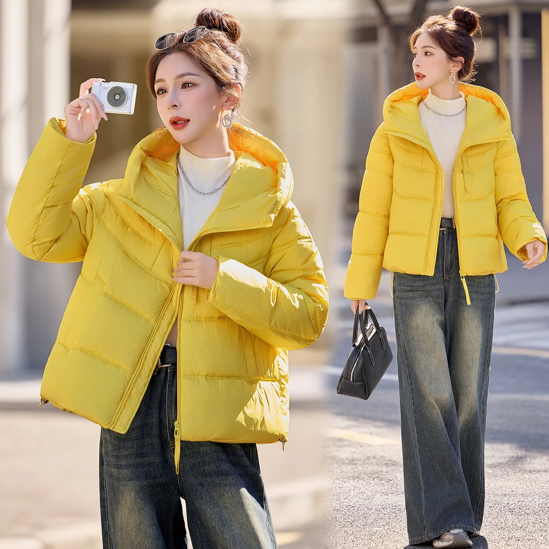 2026冬装新款时尚连帽棉衣外套保暖加厚棉服高贵轻奢外套圣诞穿搭