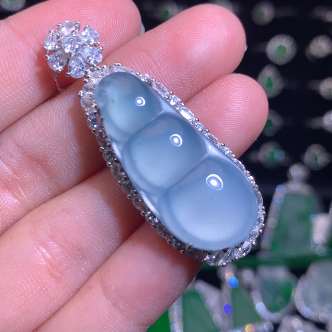 【闪购商品】翡翠银S925镶嵌颈饰天然翡翠