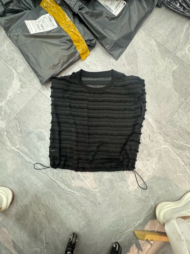 洋气设计感木无袖雪纺网纱女背心小衫上衣