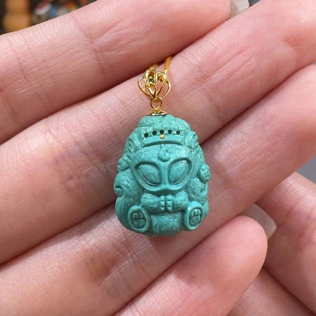 18K金镶嵌绿松石吊坠(不含链)凤九