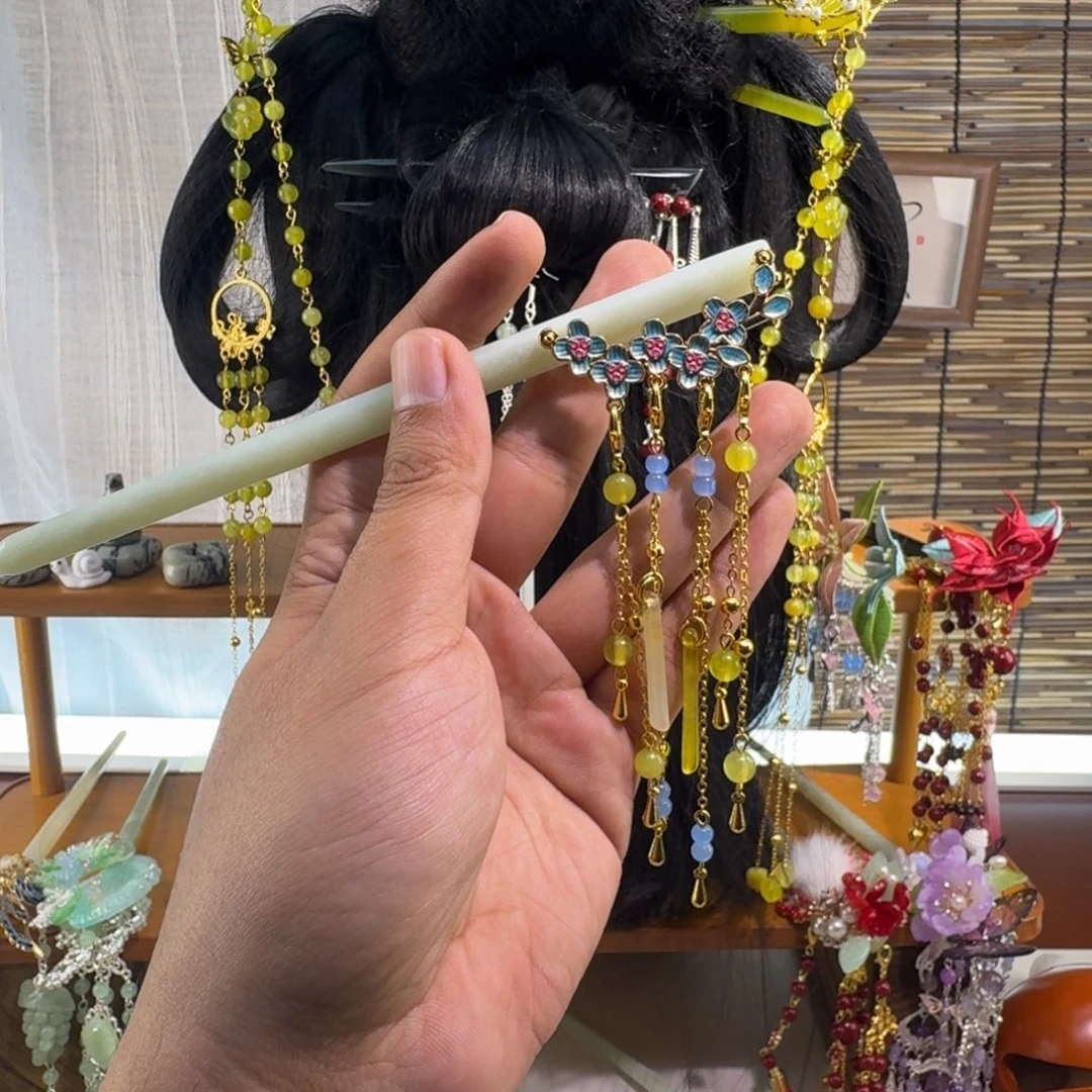 蛇纹石玉合金发饰