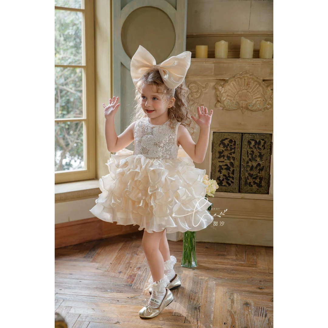 【现货】甜汐童装2025夏季新款公主亮闪连衣裙纱裙 252-TX-860801