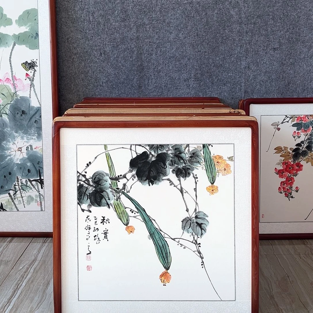 国画书画作品带框63×63