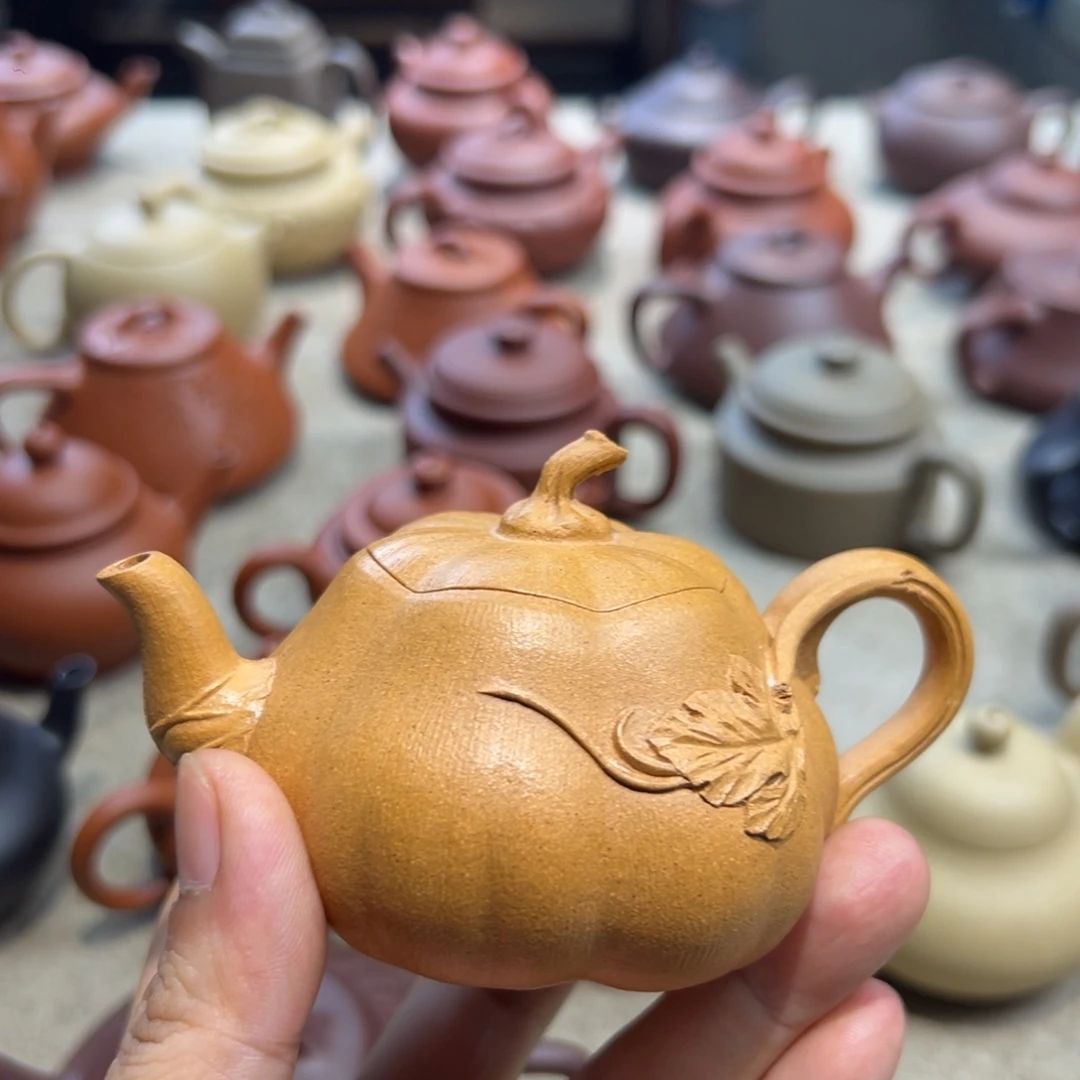 文***馨紫砂茶壶120毫升老宕口黄金段南瓜