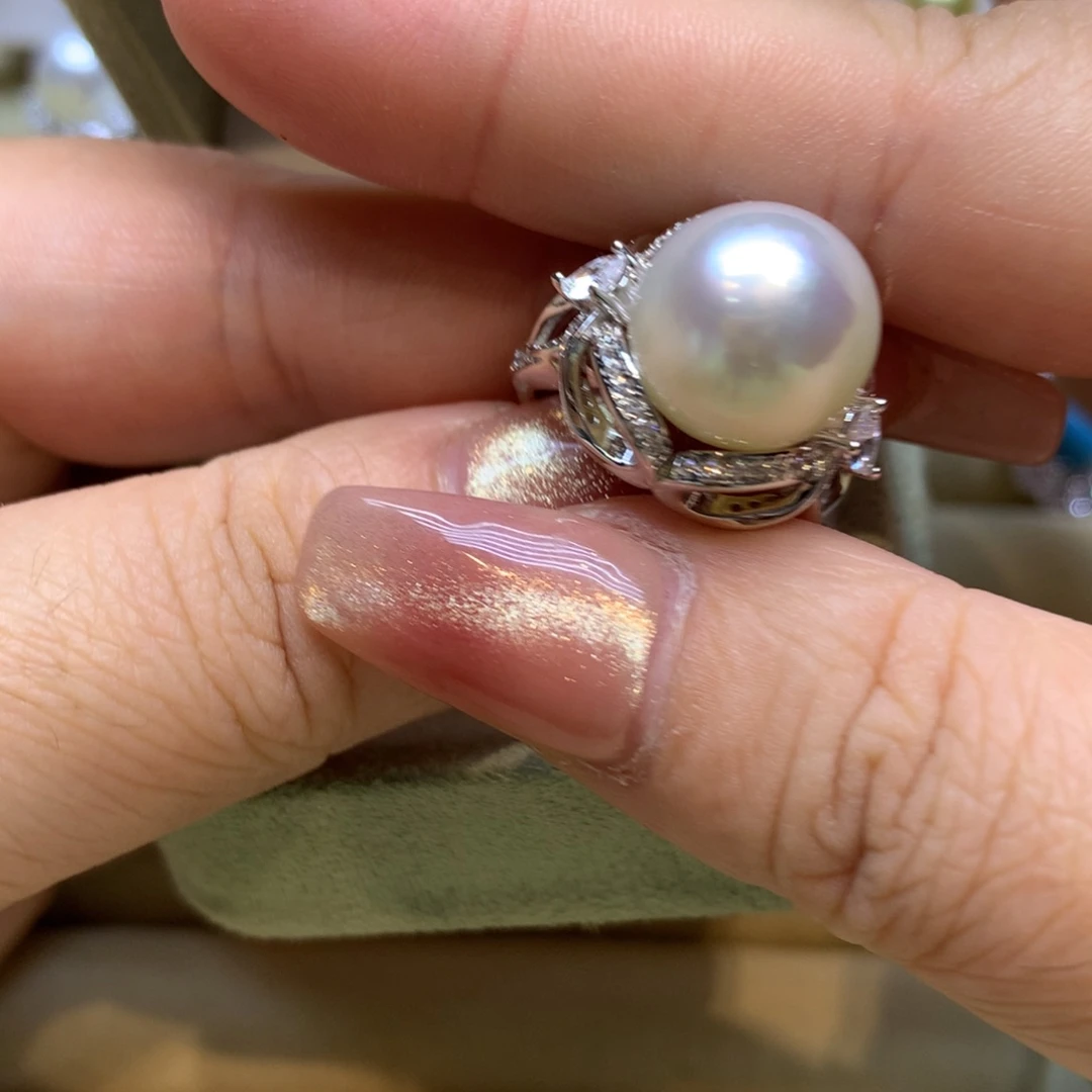 银S925镶嵌戒指海水珍珠