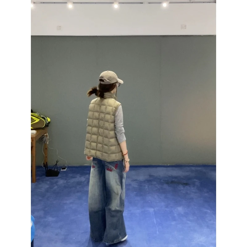 MARIE.COCO冬季新款时尚立领坎肩夹棉马甲打底衫刺绣牛仔裤三件套