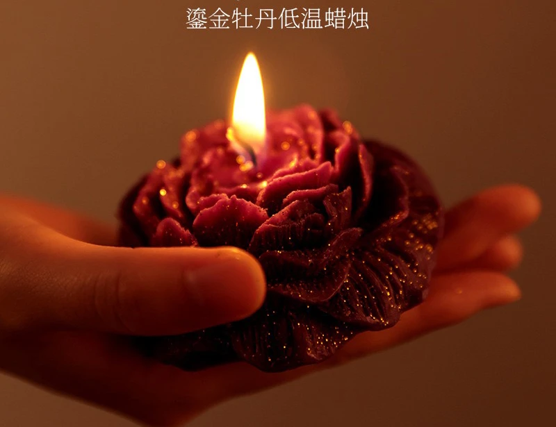 纯天然低温蜡烛鎏金玫瑰牡丹蜡烛香薰精油不伤肤自制情调情侣