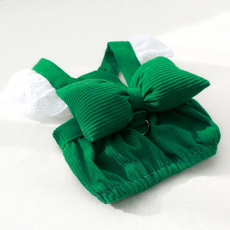 四季款猫咪衣服宠物防掉毛南瓜裙泰迪比熊狗狗蕾丝蝴蝶结牵引扣裙