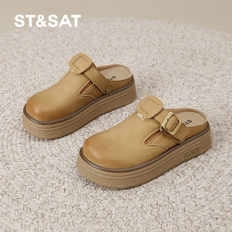 星期六厚底增高包头拖鞋2025夏季新款休闲勃肯鞋时尚百搭两穿凉鞋