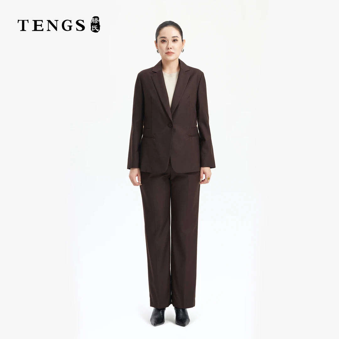 TENGS滕氏女装秋冬新款经典羊毛混纺职场通勤西服上衣