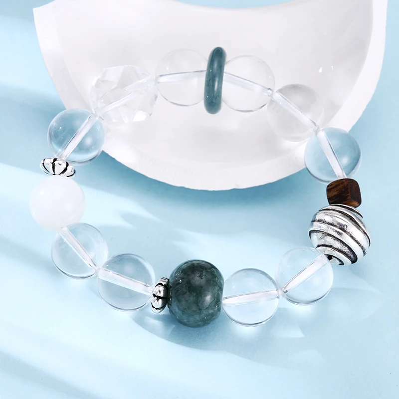 925银手链 SL073手工银编织隔珠透明手串手链 潮