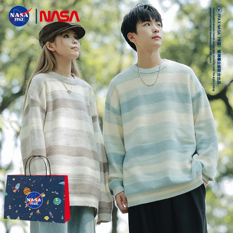 NASA联名针织衫男女款秋冬季潮牌宽松高级感毛衣情侣款线衣打底衫