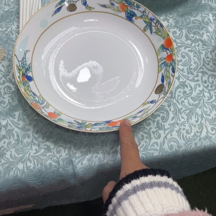 瓷片荔枝八寸深盘四个