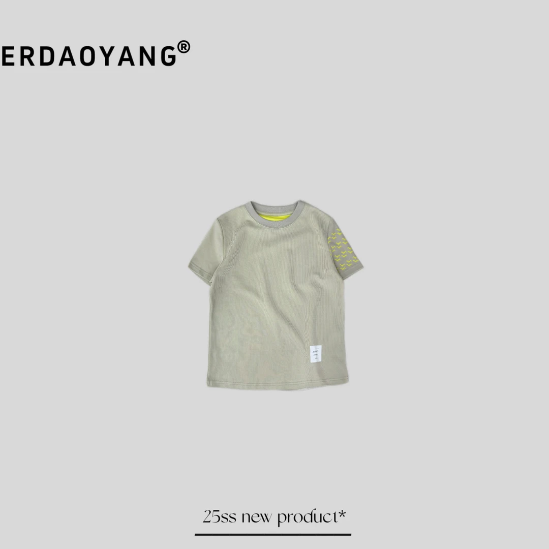 ERDAOYANG "T*b烧花狗" 春夏新款袖口撞色图案短袖DX1170