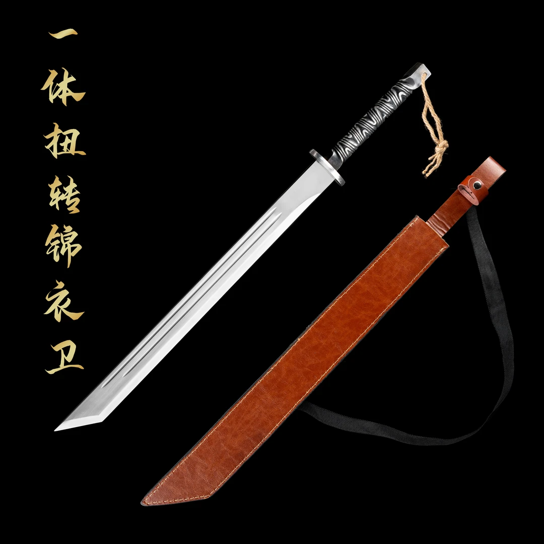 （ 锦衣卫/一体扭转 ）龙泉市火车轨道钢一体锻打刀剑未开刃