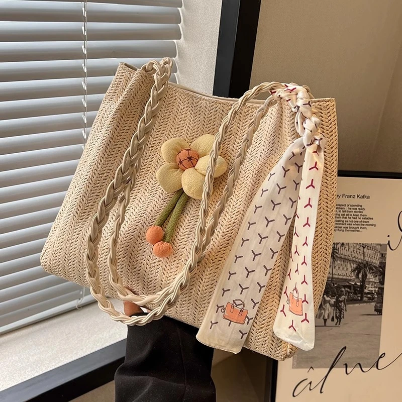 编织草编包包女大容量2025新款夏天手提单肩包海边挎包通勤托特包
