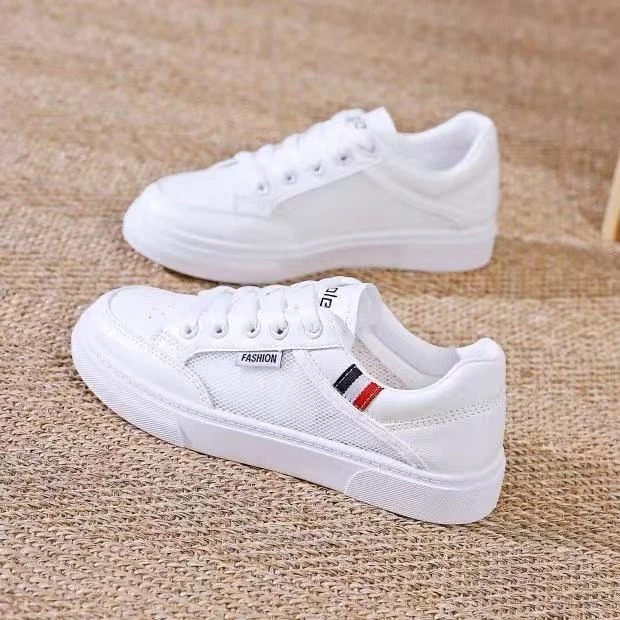 小白鞋女2025新款网面透气韩版百搭女鞋春夏季平底板鞋女休闲鞋