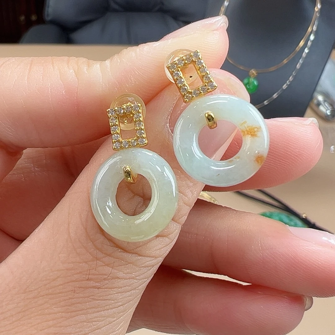 翡翠银S925镶嵌耳饰耳饰29