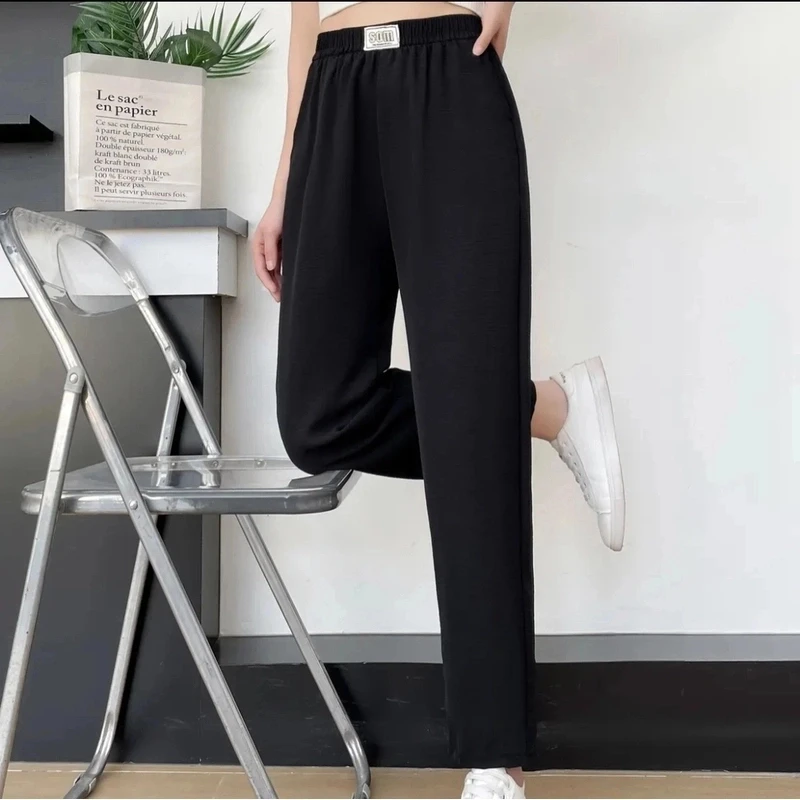 新款夏季女裤气质皱哈伦裤修身韩版高腰宽松型休闲裤舒适88
