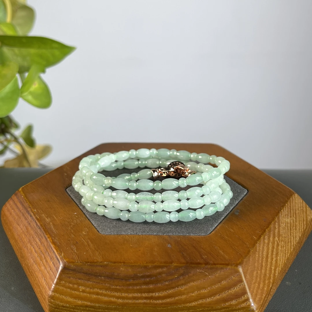 JYB11-07  天然缅甸A货翡翠 翡翠珠链（含配饰）