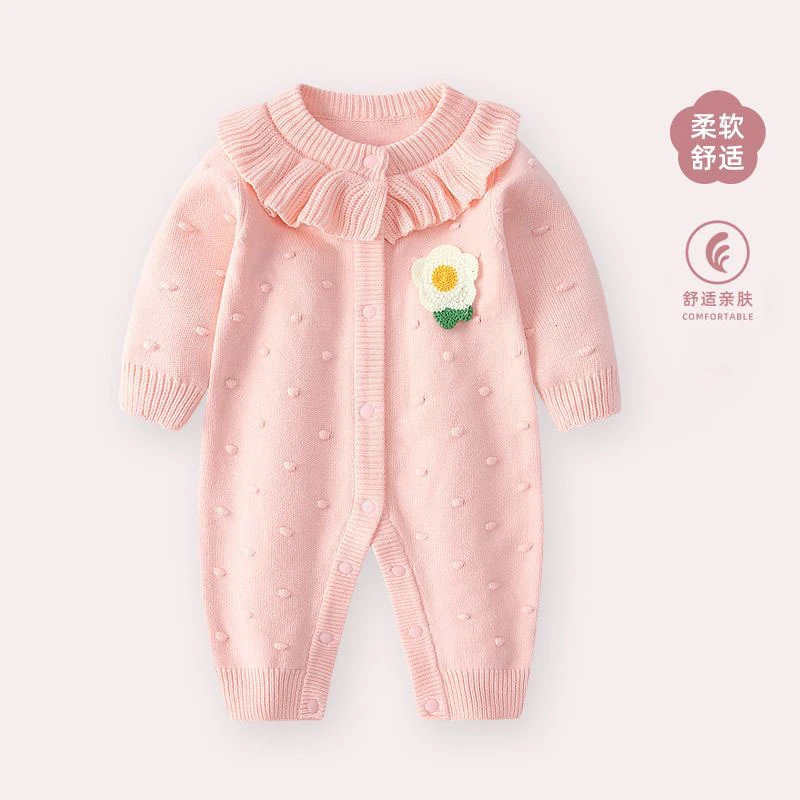 连体衣可爱爬服婴儿衣服针织2025新款春秋长袖毛衣宝宝洋气外出衣