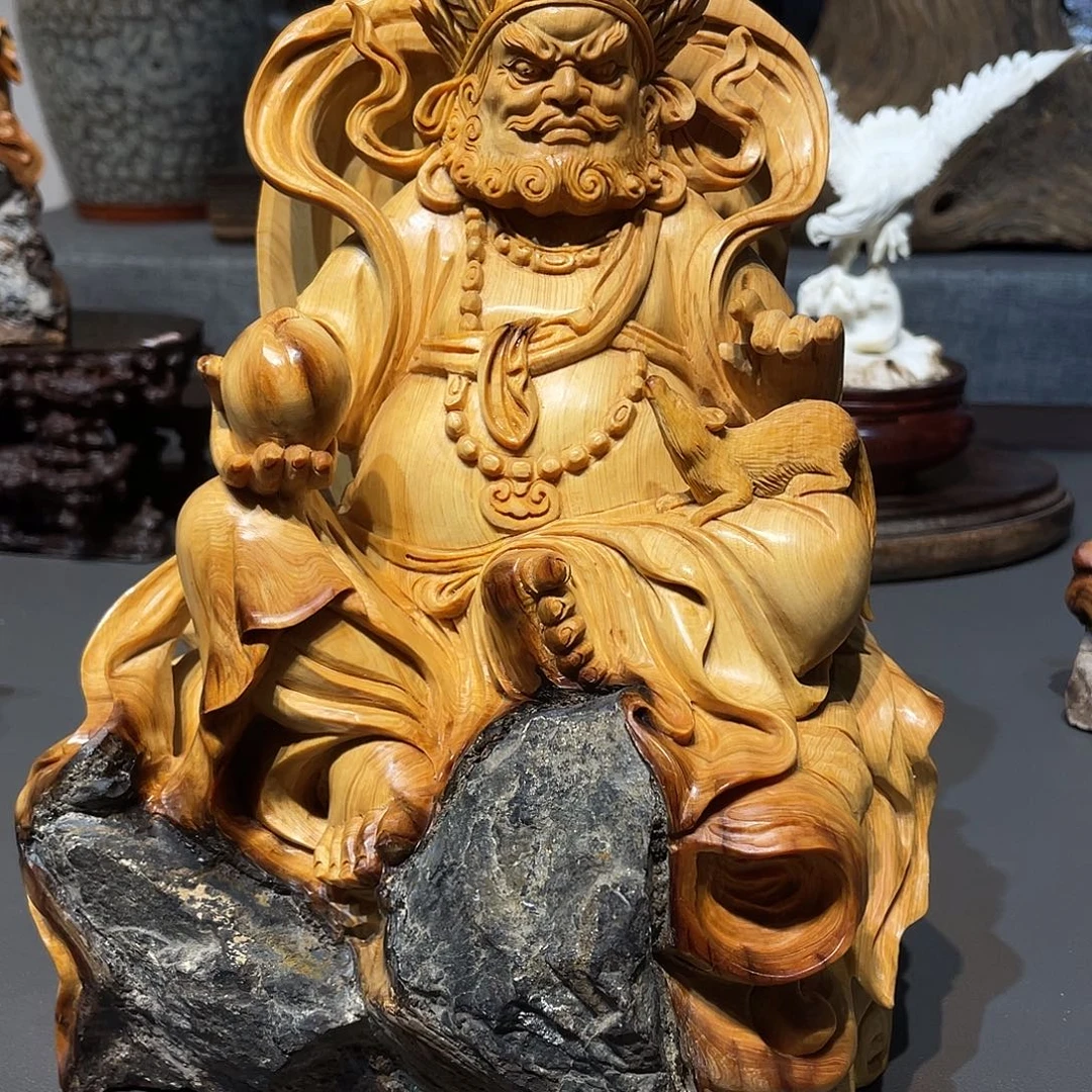 小****柏木（崖柏）黄财神工艺品